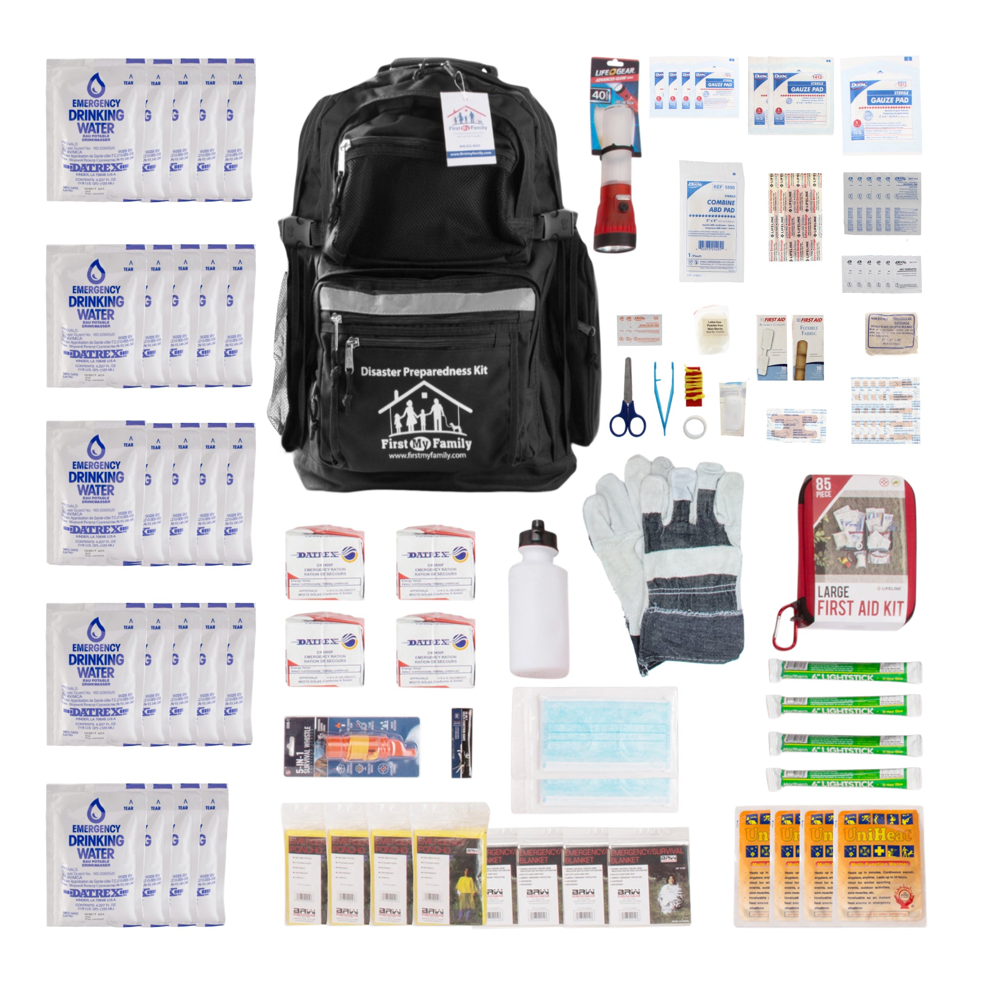 4 Person Earthquake/Disaster Survival Kit with 72-Hours of Survival and  First Aid Supplies